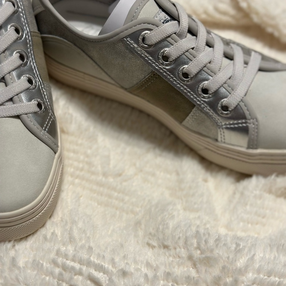 Stylish White and Gray Sneakers